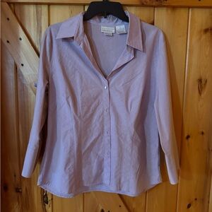 Worthington Lilac Button-Down Long Sleeve Blouse Size 14